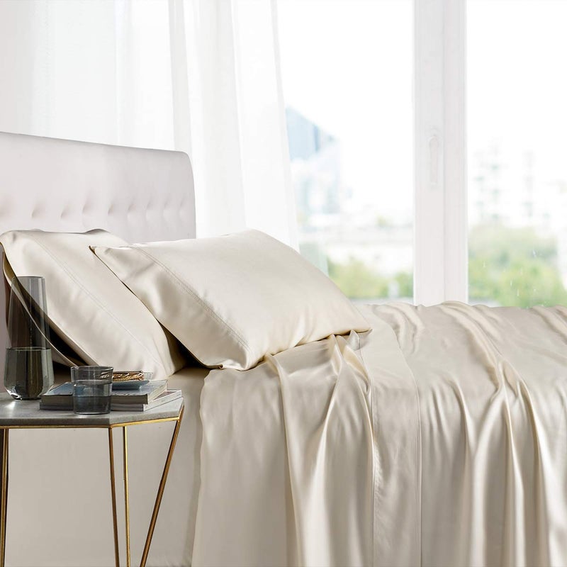 Royal Tradition Viscose from Bamboo Bed Sheets, Twin Extra Long XL, Solid Ivory, Super Soft and Cool 3PC Sheet Set - Image 3